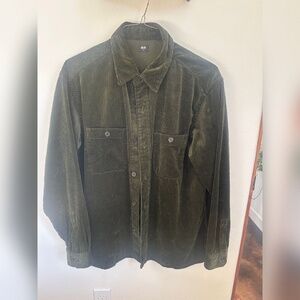 Mens Uniqlo Button Down Shirt Dark Green Size Medium